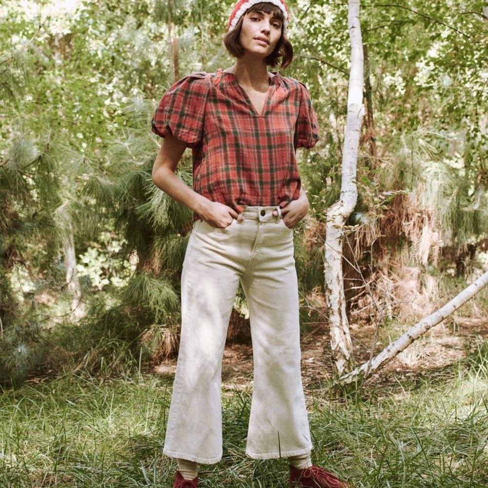 THE GREAT. Red and Green Plaid Top - Picture 6 of 8